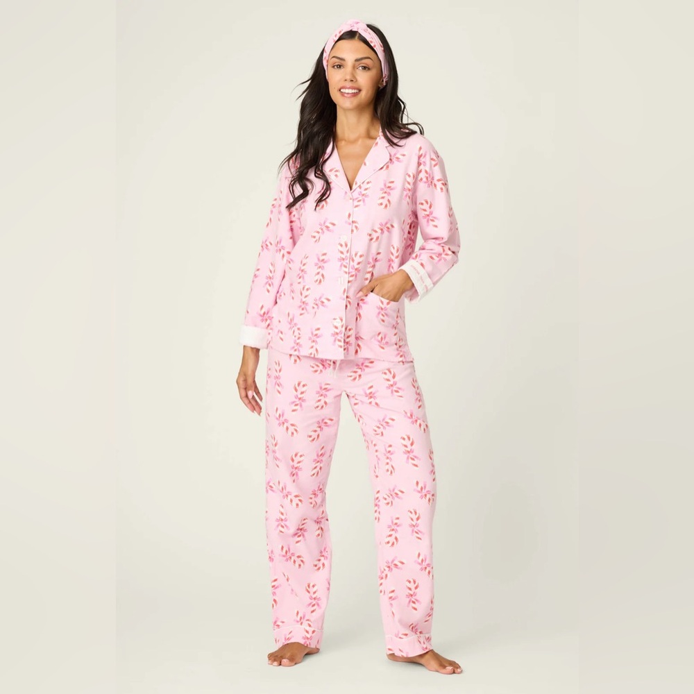 🆕 PJ Salvage🍭💜”Sweeter Than Sugar”💜🍭Candy Cane Print Flannel PJ Set, Lavender M